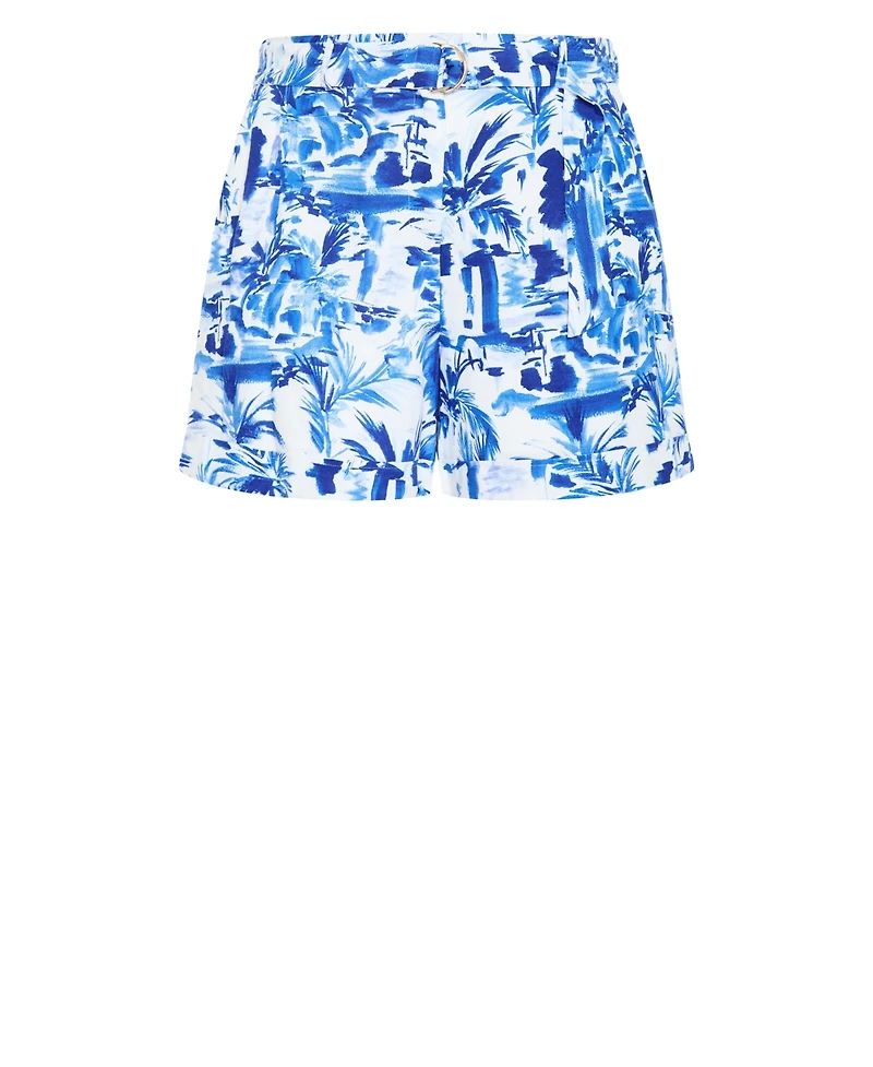 City Chic Women's Palm Print Short