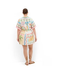 City Chic Women's Lia Sea Dream Placement Print Mini Dress
