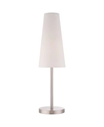 360 Lighting Snippet Modern Table Lamp 26" High Brushed Nickel Cone Shade for Bedroom Living Room Bedside Nightstand Office Kids Family House