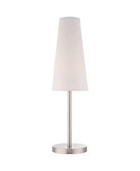 360 Lighting Snippet Modern Table Lamp 26" High Brushed Nickel Cone Shade for Bedroom Living Room Bedside Nightstand Office Kids Family House