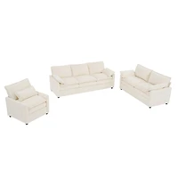 Streamdale Furniture Modern Plush Upholstered Sofa with Double-Layer Cushions and Side Pockets