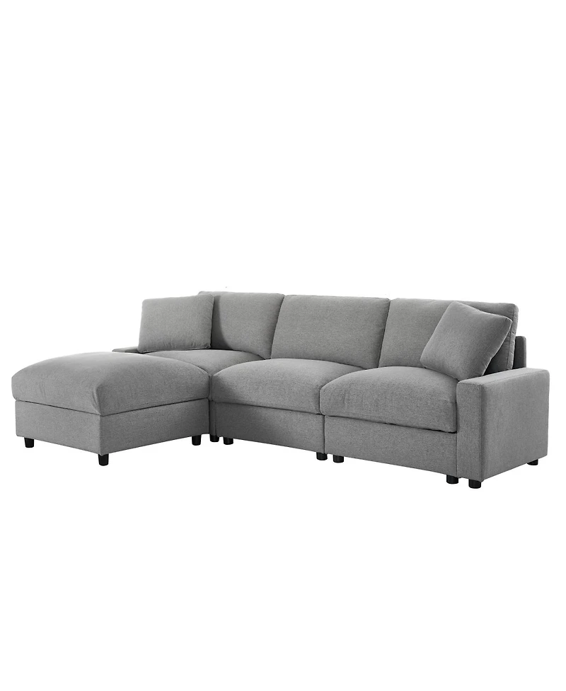 Streamdale Furniture 103.54" L-Shaped Modular Sectional Sofa with 4 Storage Ottomans