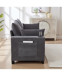 Streamdale Furniture 78" Modern Corduroy 3-Seater Sofa with Usb, Cup Holders, and Side Pocket