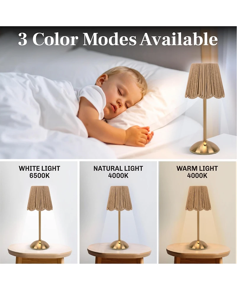 Bell + Howell Rechargeable Solar String Design Portable Indoor Outdoor Led Dimmable Modes Table Lamp