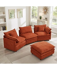 Streamdale Furniture 105" Modular Chenille L-Shape Sectional Sofa with Ottoman