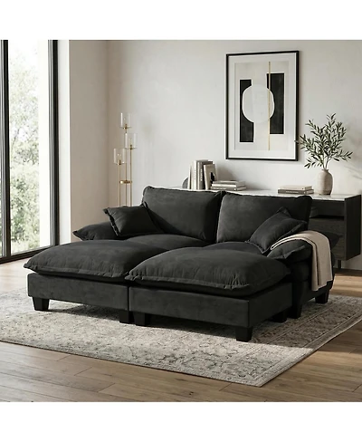 Streamdale Furniture Modular Sectional Cloud Couch with 2 Ottomans and 2 Pillows