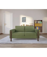 Streamdale Furniture Mid-Century Modern 2-Seater Teddy Fabric Loveseat with Walnut Legs