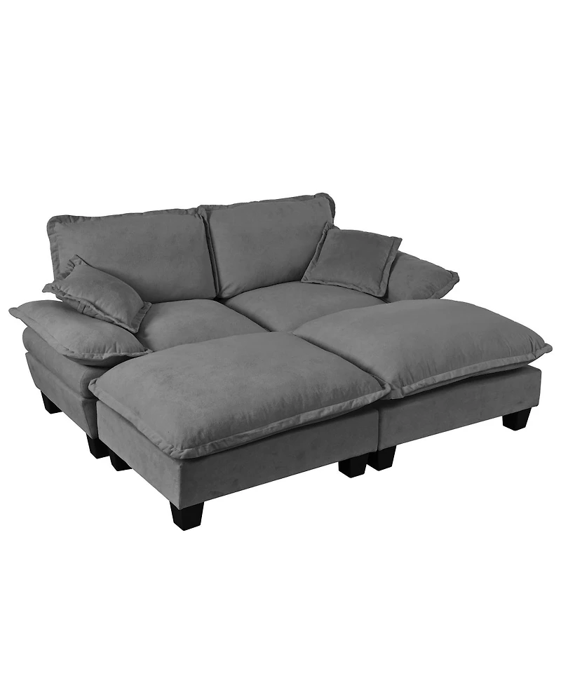 Streamdale Furniture Modular Cloud Sectional Sofa with 2 Ottomans and Pillows