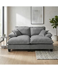 Streamdale Furniture Modular Cloud Sectional Sofa with 2 Ottomans and Pillows