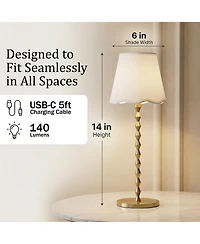 Bell + Howell Stem Scallop Shade Rechargeable Touch Control Led Dimmable Cordless Table Lamp