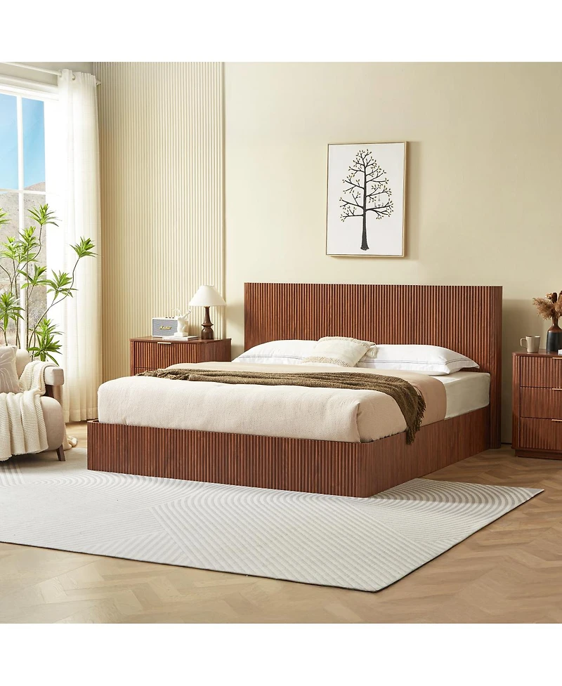 Streamdale Furniture Lift-Up Storage Bed Frame, Curved Wooden Design