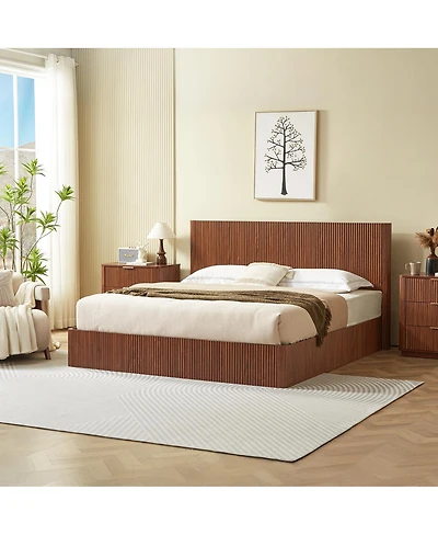 Streamdale Furniture Lift-Up Storage Bed Frame, Curved Wooden Design