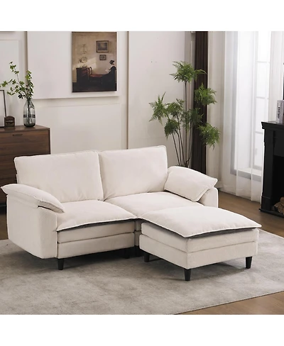 Streamdale Furniture 70.87" Two-Tone L-Shaped Modular Sectional Sofa with Ottoman