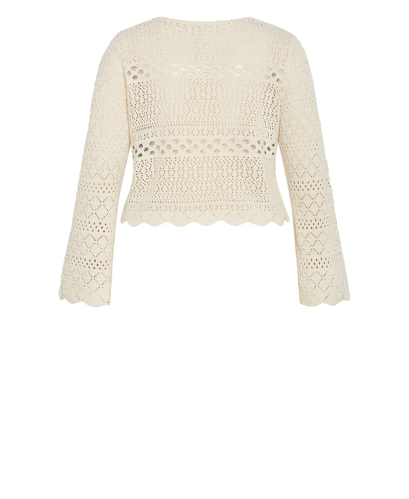 City Chic Women's Crochet Love Tie Front Top
