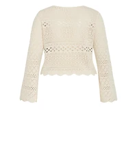 City Chic Women's Crochet Love Tie Front Top