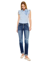 KanCan Women's Eternity Mid Rise Skinny Straight Jeans