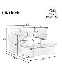 Streamdale Furniture Modern Armchair Sofa with Movable Ottoman and Soft Pillows