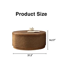 Streamdale Furniture Round Rattan Coffee Table with Lift-Off Lid Storage