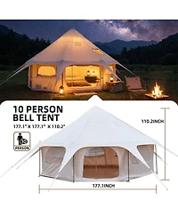 Streamdale Furniture 14.8feet x 9.2feet Spacious 600D Oxford All-Season Bell Tent with Roll-Up Walls
