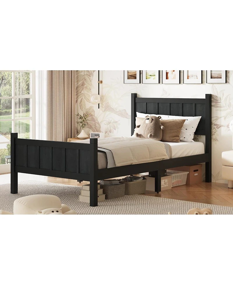 Streamdale Furniture Flat Panel Platform Bed with Headboard and Footboard