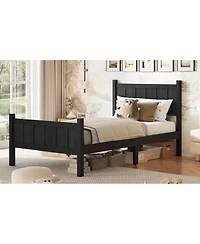 Streamdale Furniture Flat Panel Platform Bed with Headboard and Footboard