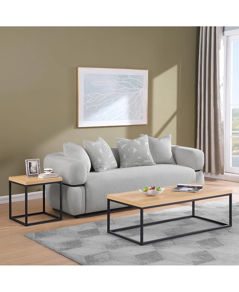 Streamdale Furniture 47-Inch Industrial Coffee Table, Wood and Metal