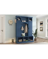 Streamdale Furniture Arched Farmhouse Hall Tree with Storage Bench and 7 Hooks