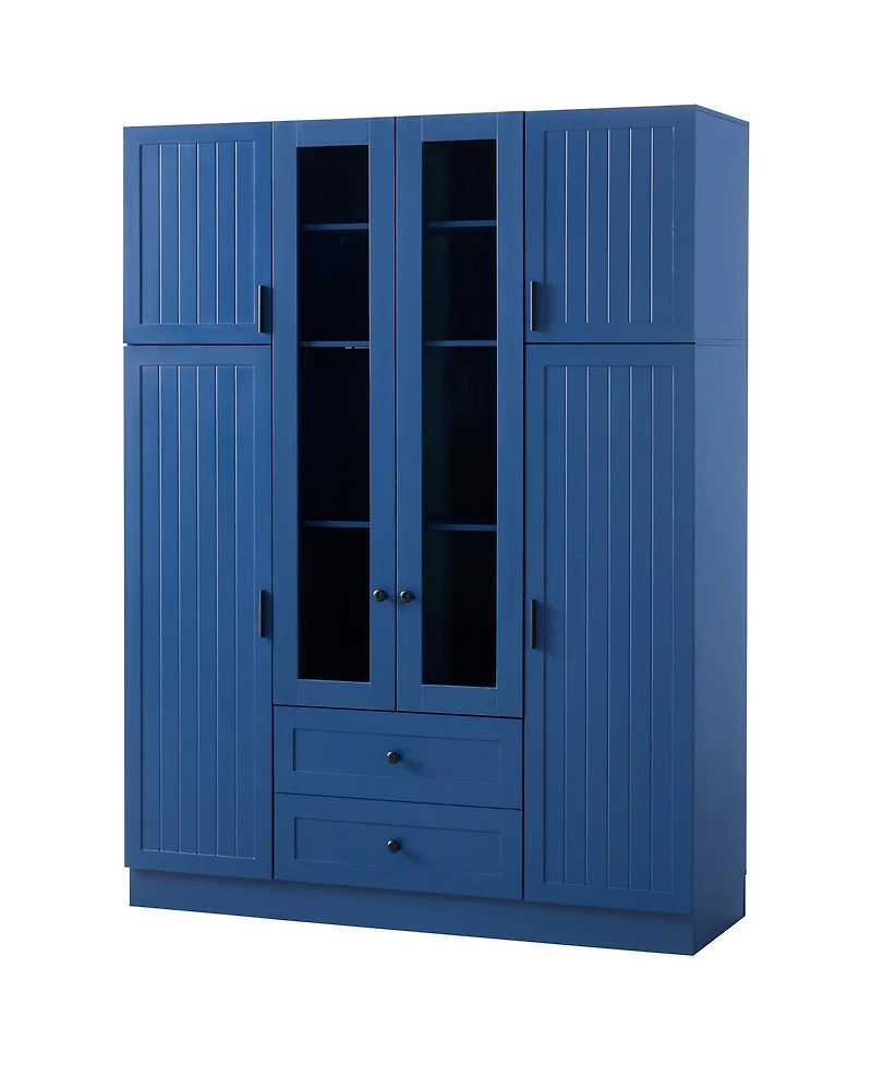 Streamdale Furniture Modern 6-Door Kitchen Pantry Cabinet with Drawers and Wine Rack