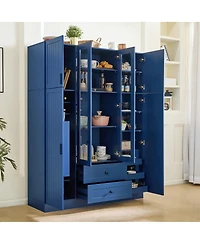 Streamdale Furniture Modern 6-Door Kitchen Pantry Cabinet with Drawers and Wine Rack
