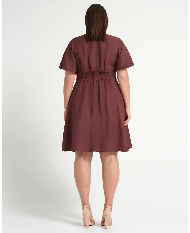 Estelle Women's Heather Linen Zip-Front Fit Flare Mini Dress