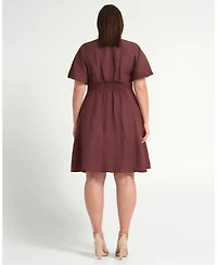 Estelle Women's Heather Linen Zip-Front Fit Flare Mini Dress