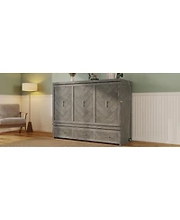 Streamdale Furniture Pine Wood Murphy Cabinet Bed with Usb Charging Station