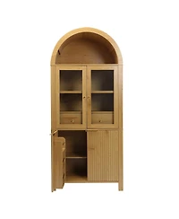 Streamdale Furniture 71" Fluted Arched Pantry Cabinet with Adjustable Shelves and Glass Door