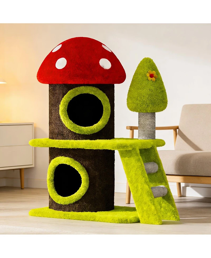 Streamdale Furniture 30.7" Mushroom-Themed Cat Tree with Sisal Scratching Posts