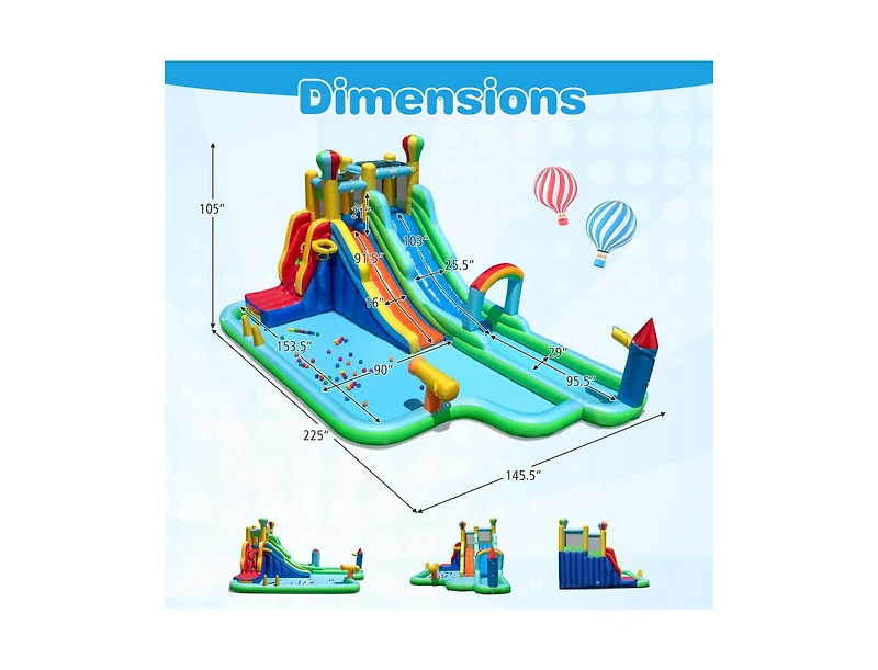 Slickblue Kids Giant Bounce House Water Slide Park with 950W Blower