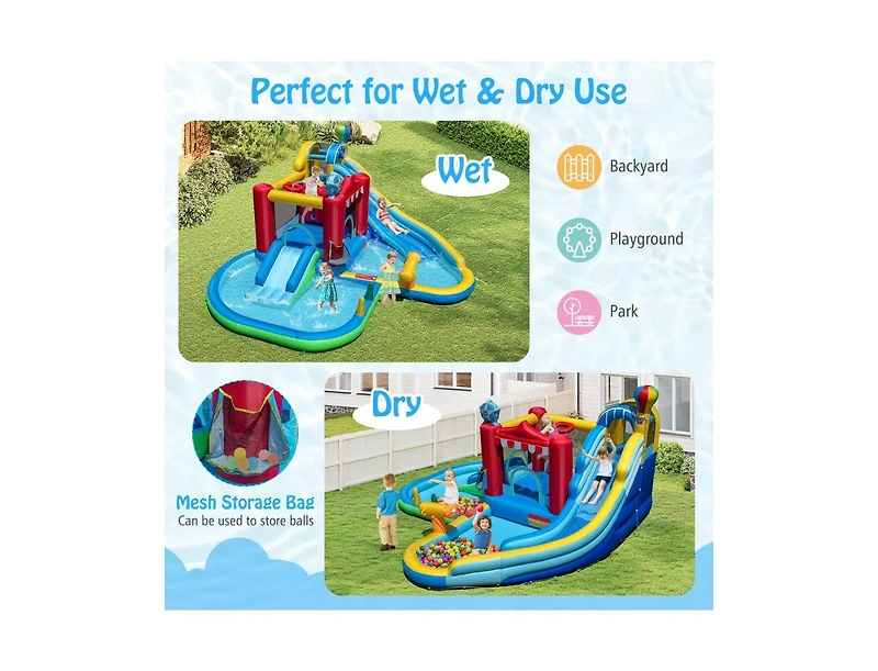 Slickblue Kids Inflatable Water Park Bounce House with Slide Combo