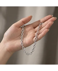 Genevive Brilliant Gold Plated Micro Cz Pave Oval Link Necklace