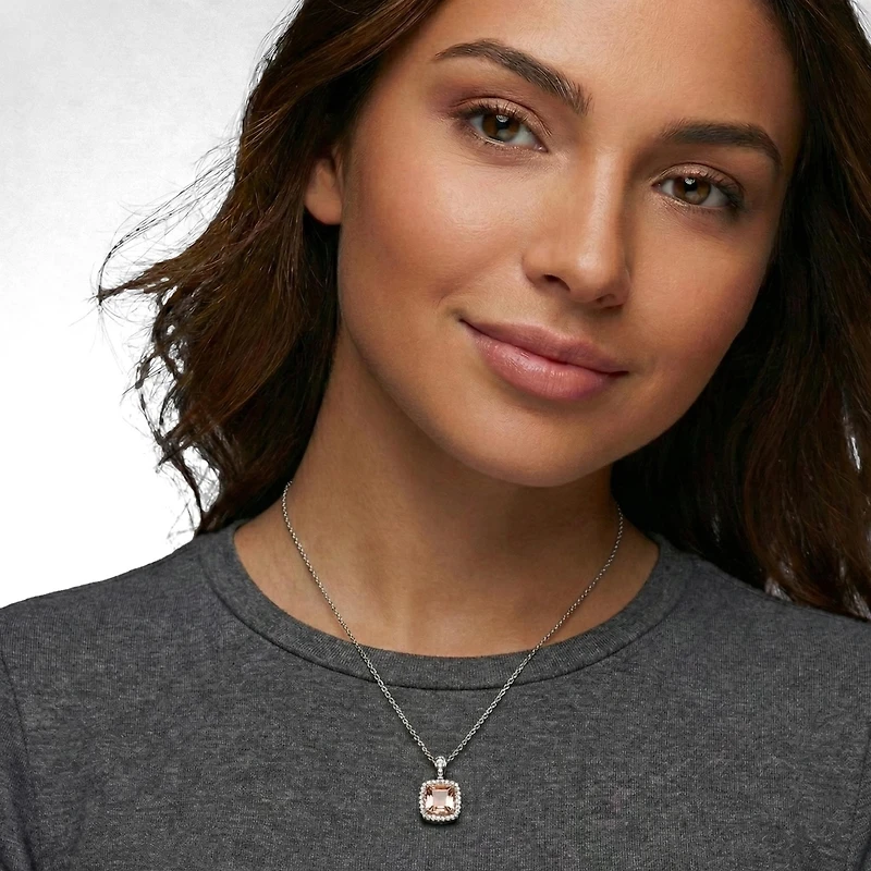 Genevive Elegant Gold Plated Cushion-Cut Cz Pendant Necklace