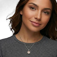 Genevive Elegant Gold Plated Cushion-Cut Cz Pendant Necklace
