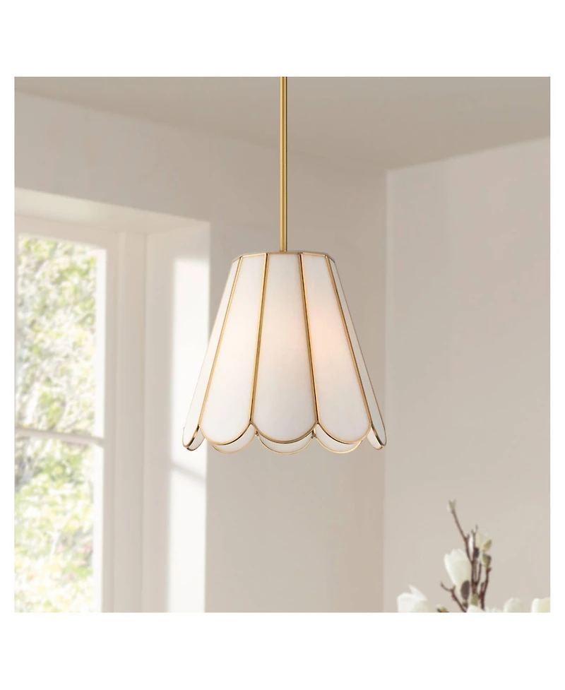 Possini Euro Design Eldridge 12 1/4 Inch Wide Brass and Seashell Mini Pendant Light