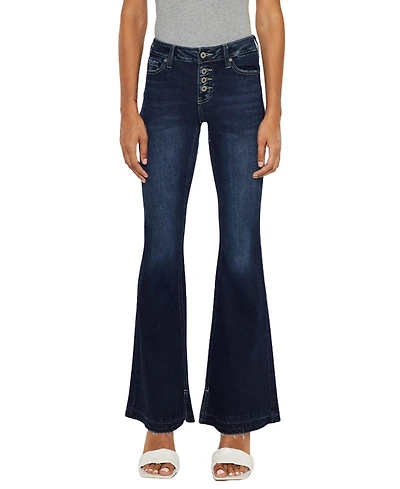 KanCan Women's Lurice Mid Rise Flare Jeans