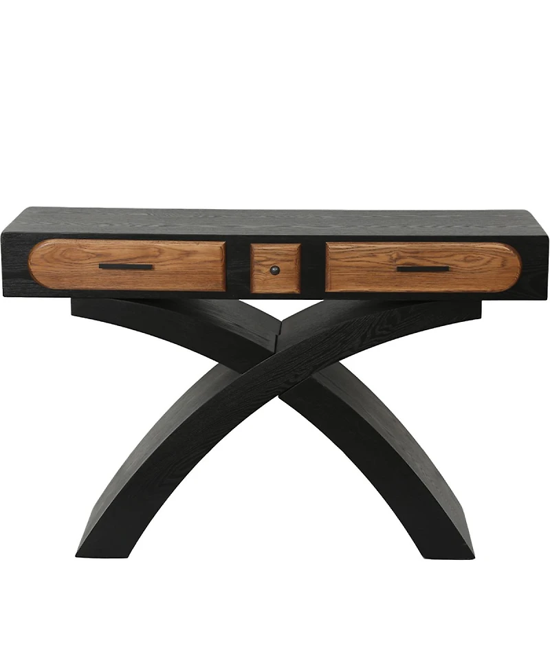Streamdale Furniture Ashwood Veneered Cross-Leg Console Table with Two Drawers