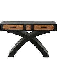 Streamdale Furniture Ashwood Veneered Cross-Leg Console Table with Two Drawers
