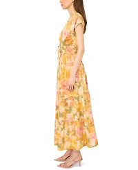 CeCe Women's V-Neck Tie-Waist Maxi Dress