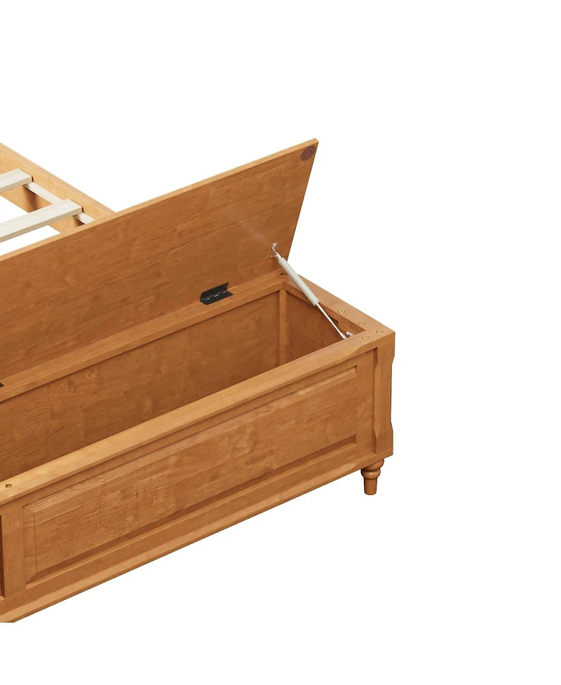 Streamdale Furniture Bed Frame with Tall Headboard, Storage Bench, and Wood Sleigh Design