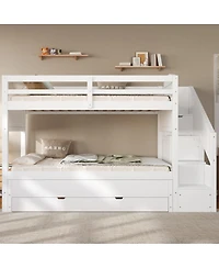Streamdale Furniture Bed with Trundle, Storage Drawers, Staircase, and Wardrobe
