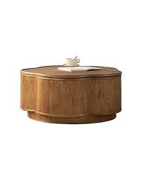 Streamdale Furniture Flower-Shaped Rattan Coffee Table with Lift-Off Storage