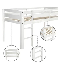 Streamdale Furniture Wood Loft Bed Low Loft Beds with Ladder