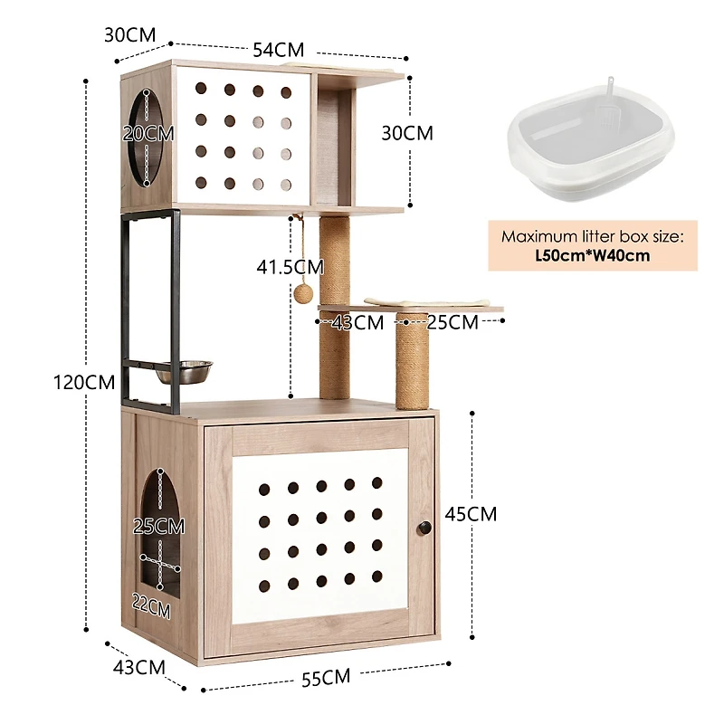 Streamdale Furniture All-in-One Cat Tree with Litter Box Enclosure and Scratching Posts