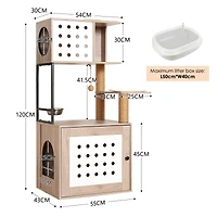 Streamdale Furniture All-in-One Cat Tree with Litter Box Enclosure and Scratching Posts